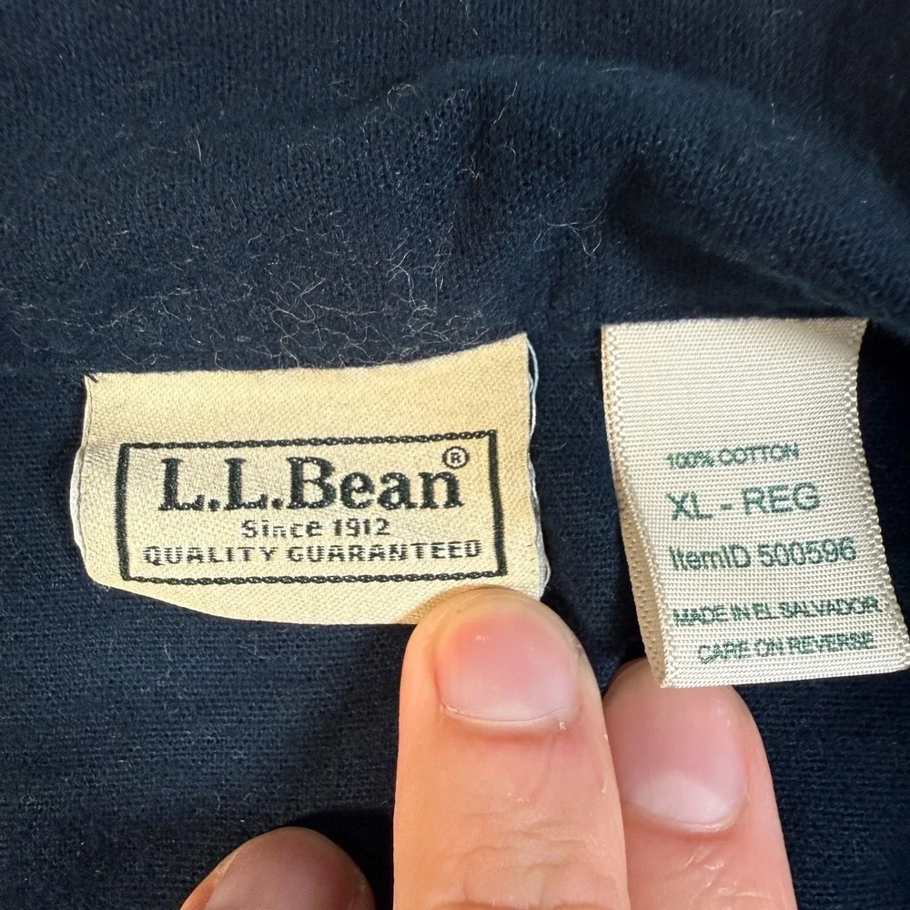 L.L. Bean Mens Navy Blue Cotton Long Sleeve Pajama Shirt Top Size XL Regular